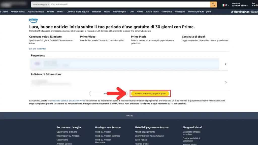 Come iscriversi ad Amazon Prime e attivare la prova gratuita 4 attivare amazon prime conferma iscrizione