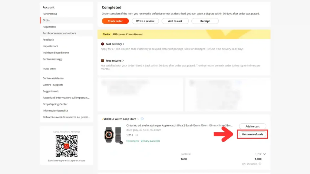 Come fare un reso AliExpress e come richiedere il rimborso 4 richiesta reso aliexpress returns refunds