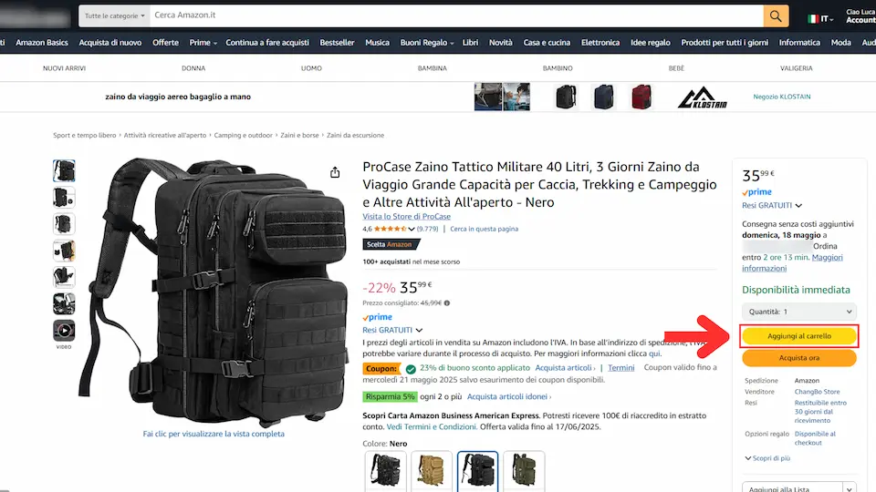 Come inserire coupon e codici sconto su Amazon 8 amazon aggiungi al carrello dopo coupon