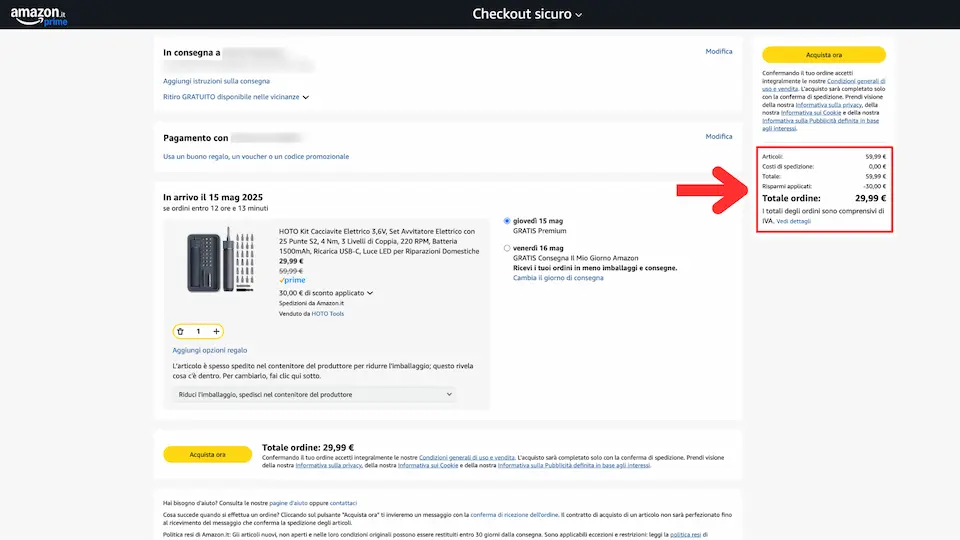 Come inserire coupon e codici sconto su Amazon 6 codice sconto amazon applicato checkout