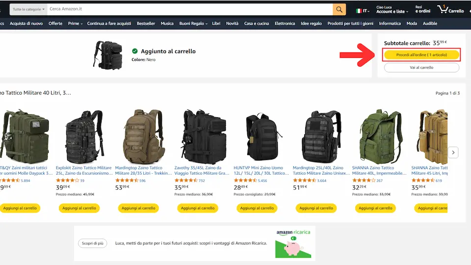 Come inserire coupon e codici sconto su Amazon 9 procedi allordine con coupon amazon