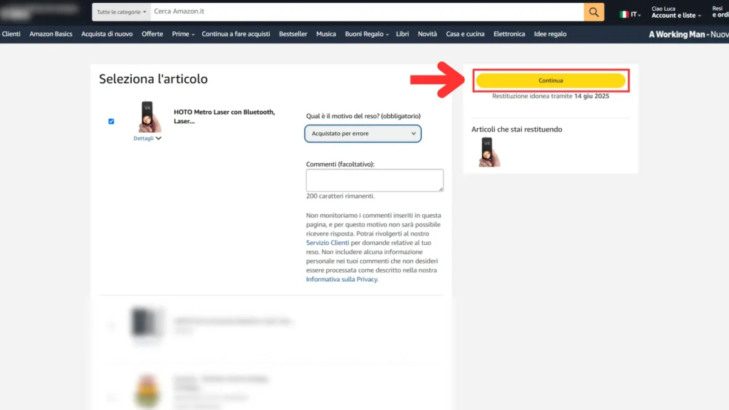 Come fare un reso Amazon e come richiedere il rimborso 5 come fare reso amazon step 3