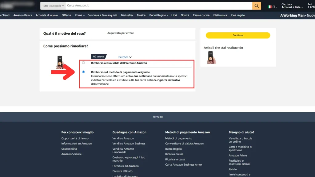 Come fare un reso Amazon e come richiedere il rimborso 6 come fare reso amazon step 4