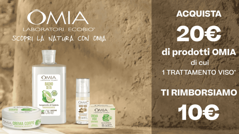 Cashback OMIA: Ricevi 10 euro di rimborso sui prodotti viso!