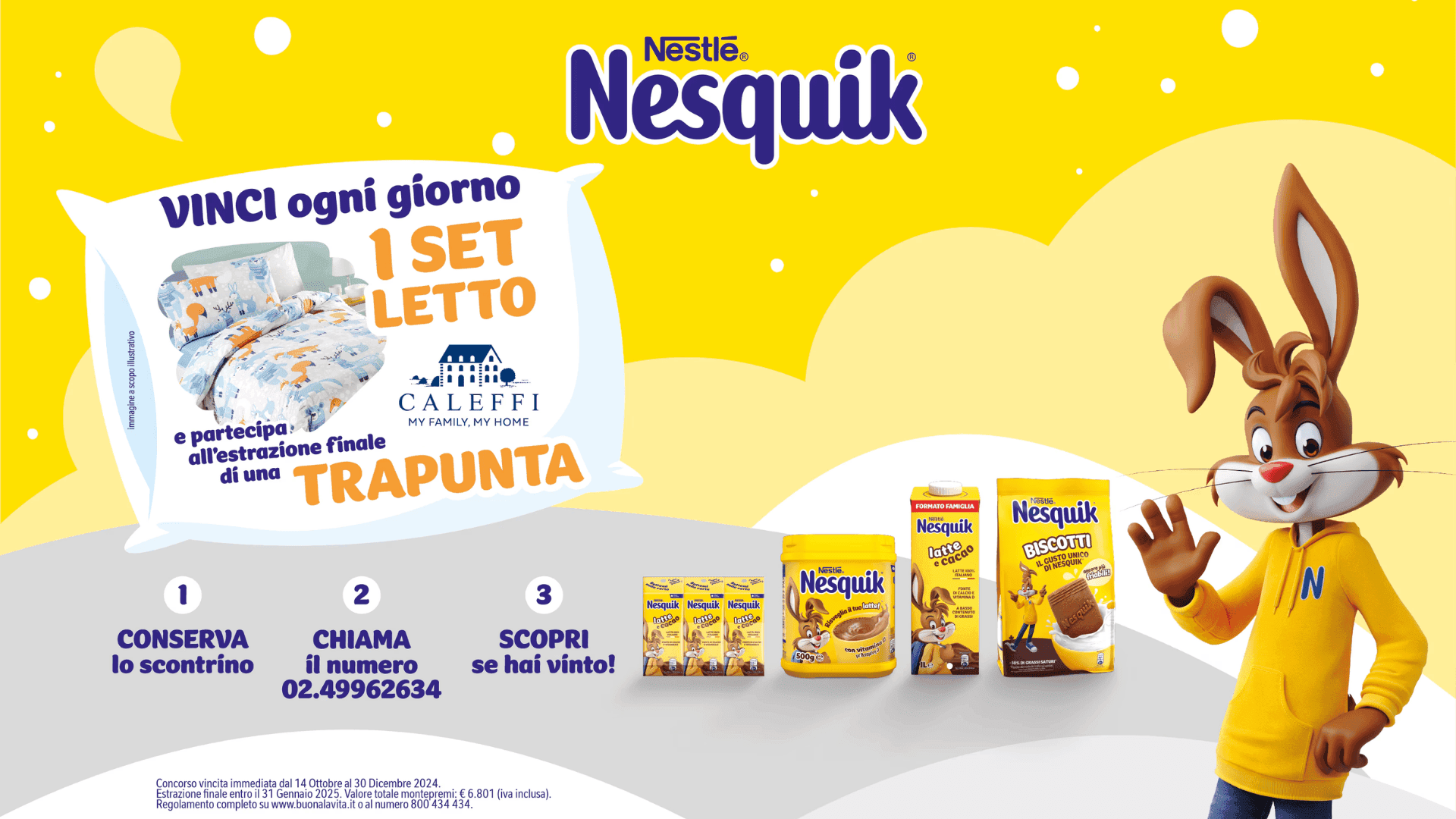 Concorso Nesquik: Vinci un set letto e una trapunta Caleffi! 1 Concorso Nesquik - Vinci un set letto e una trapunta Caleffi!