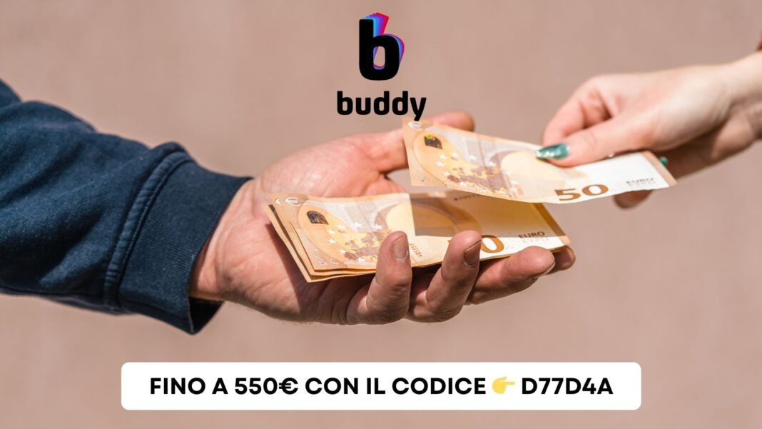 50 euro guadagnati con BuddyBank e la promozione BuddyX10 e il codice invito D77D4A