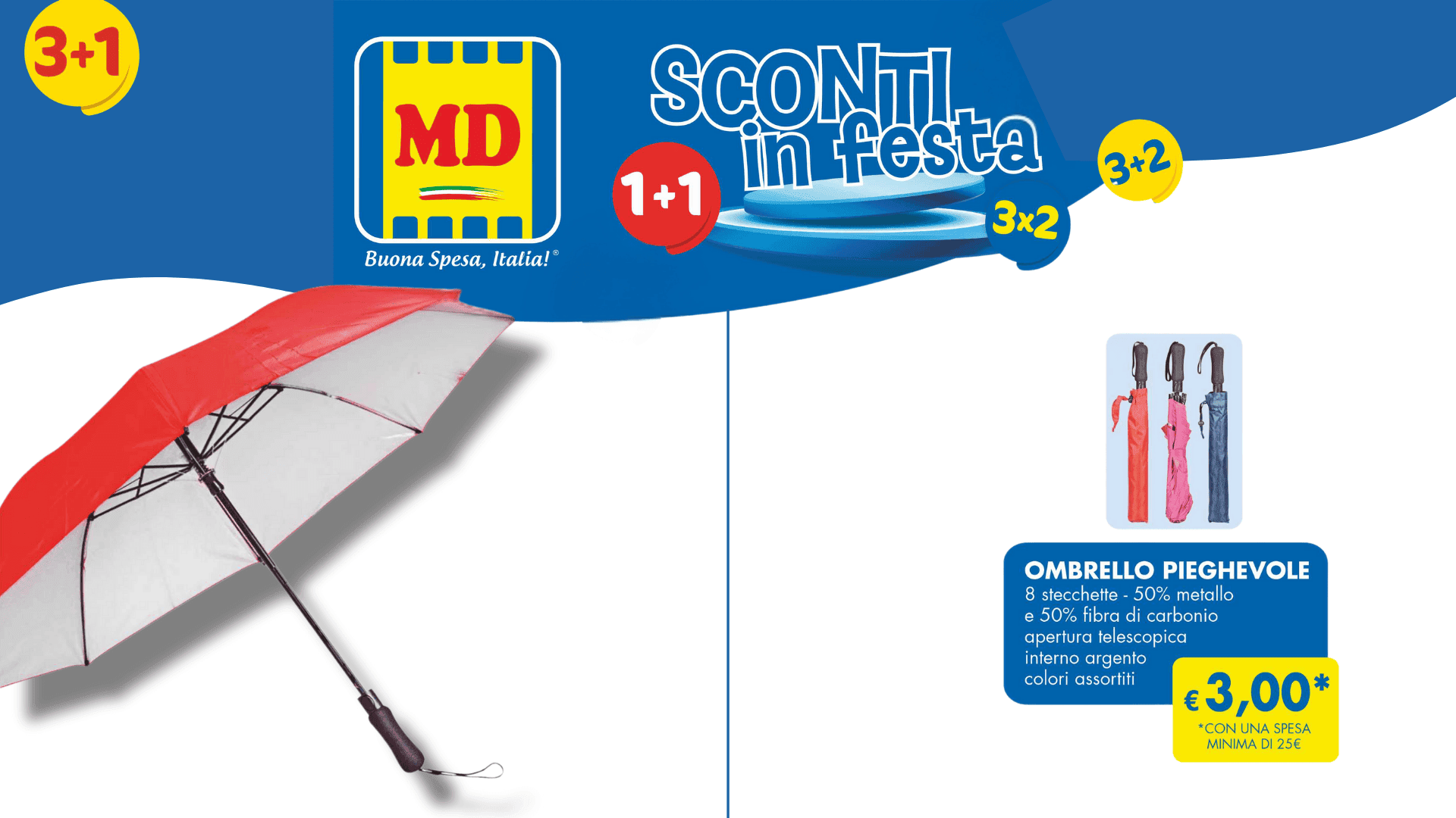 Omaggio MD Ombrello Pieghevole: Scopri come averlo a soli 3 euro! 1 Omaggio MD Ombrello Pieghevole 3 euro