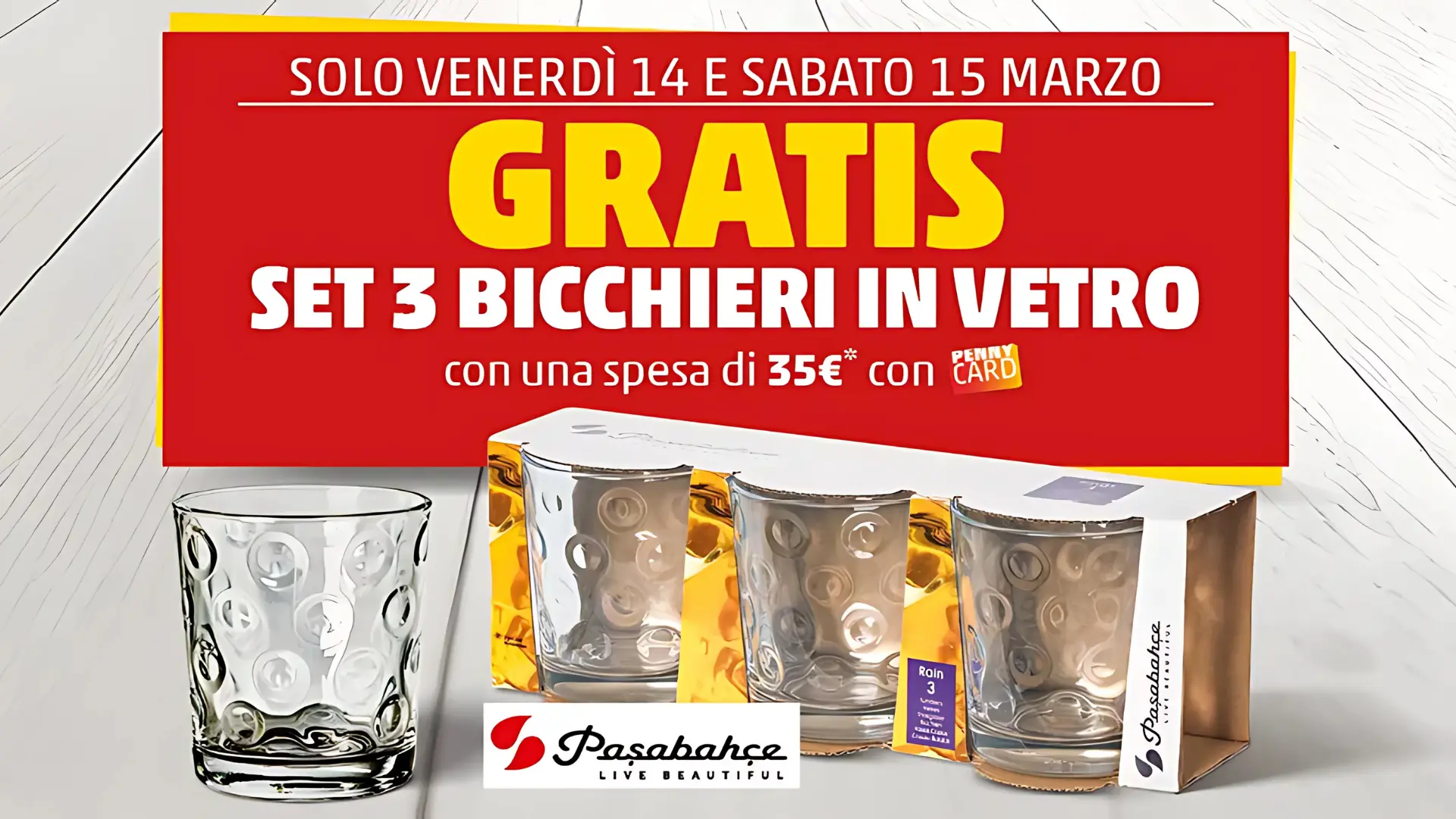 Omaggio Penny Market GRATIS un set da 3 bicchieri in vetro!