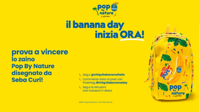 Zaino Chiquita Pop By Nature disegnato da Seba Curi in palio per il Banana Day 2025