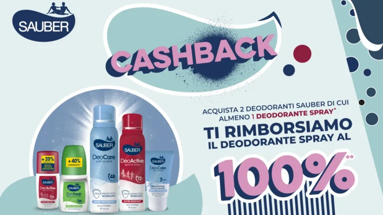 Promozione Cashback Sauber: acquista 2 deodoranti e ricevi il rimborso del deodorante spray