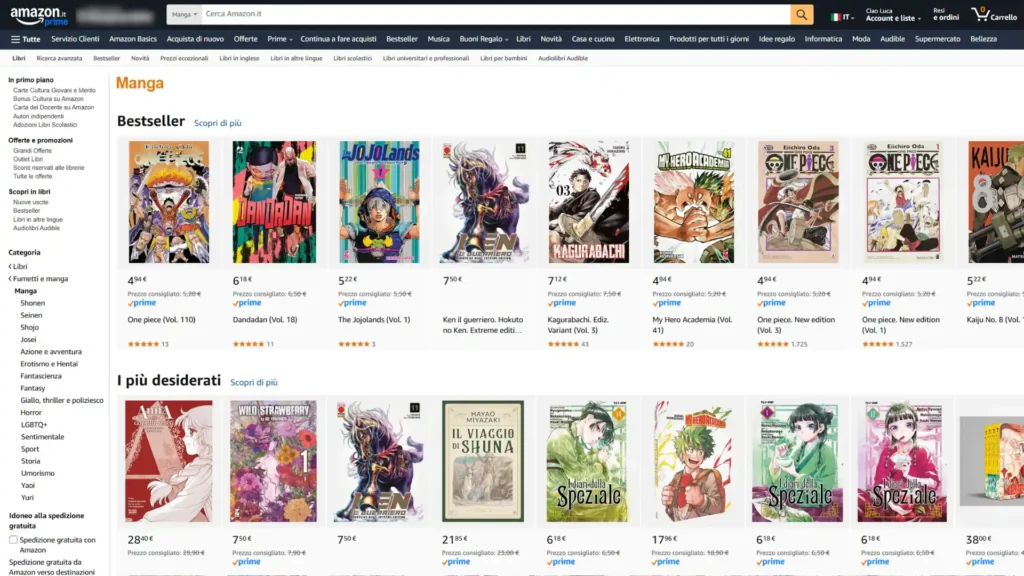 Guida ai migliori siti dove comprare manga e fumetti nel 2025 2 amazon sezione manga fumetti