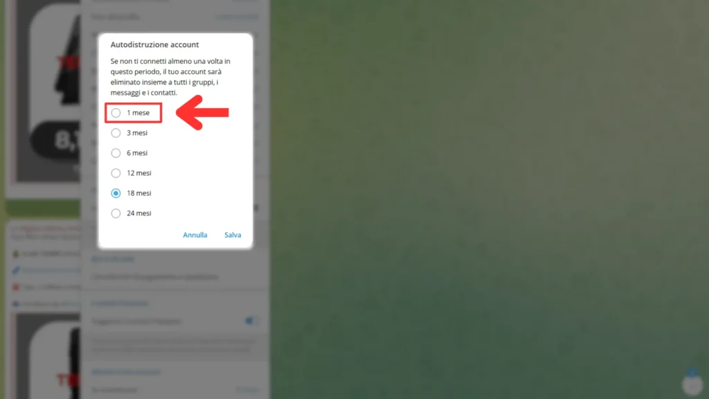 Come eliminare un account Telegram in modo definitivo nel 2025 9 come eliminare account telegram autodistruzione tempo