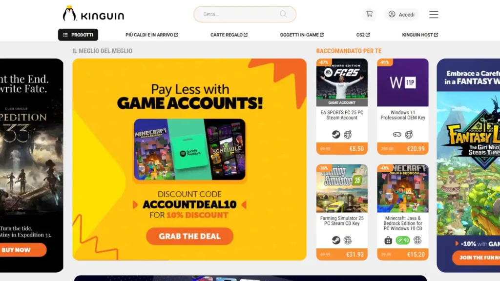 kinguin key digitali scontate