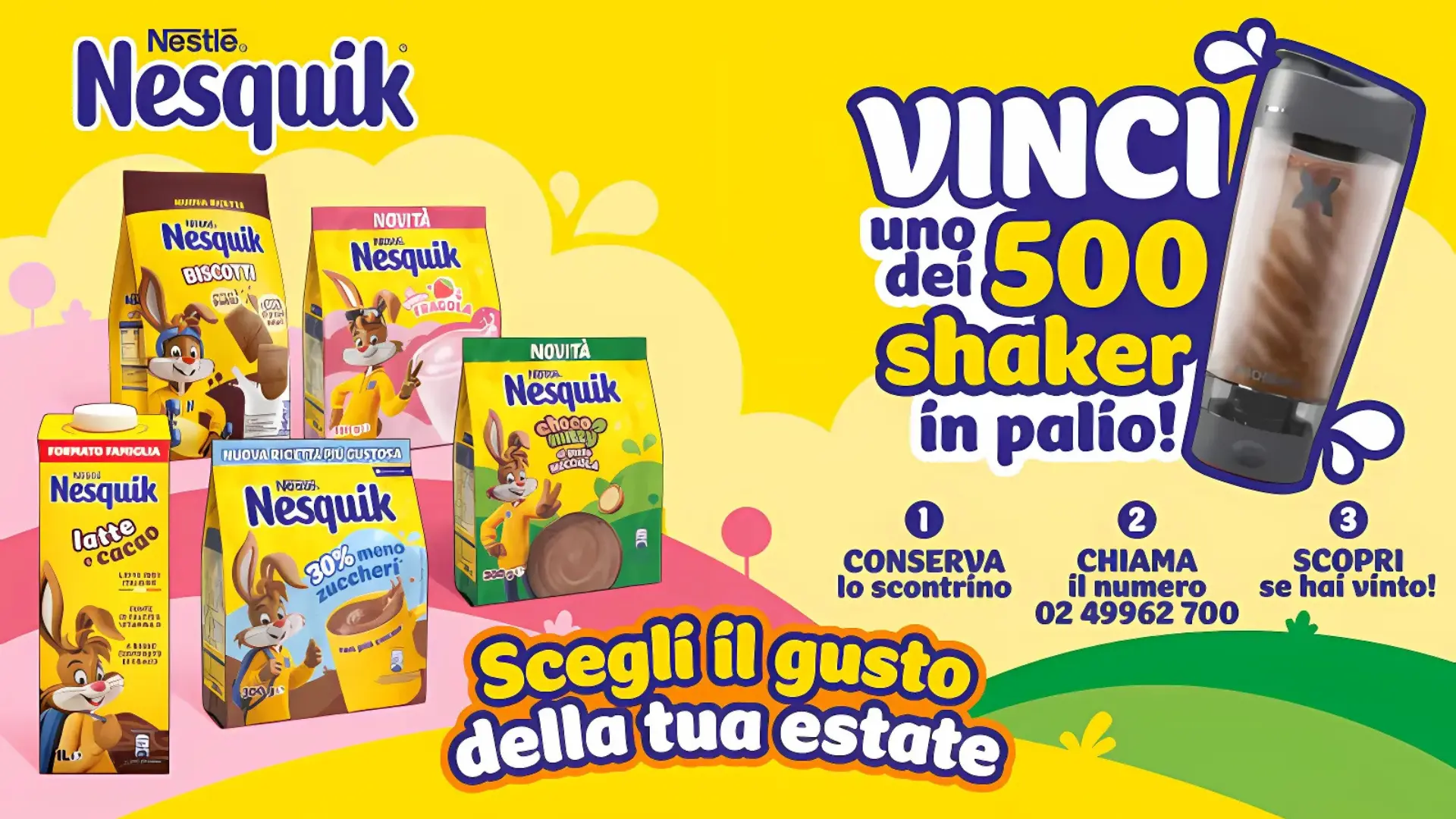 Concorso Nesquik: vinci uno dei 500 shaker in palio 1 Prodotti Nesquik in promozione con concorso estate 2025 e shaker PROMIXX PRO in palio