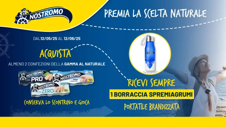 Immagine promozionale Nostromo con premio certo borraccia spremiagrumi