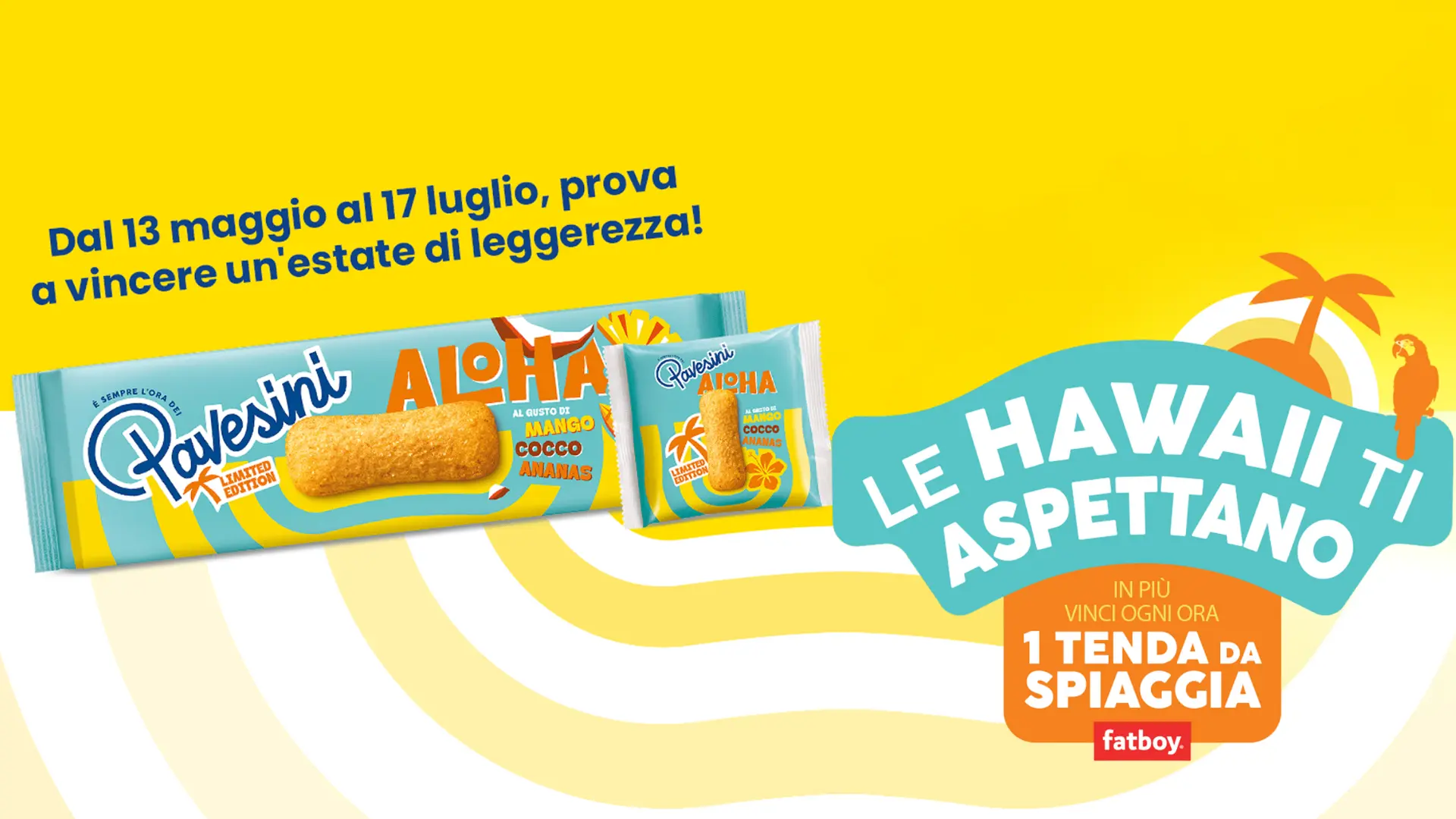 Concorso Pavesini: vinci tenda Fatboy e viaggio alle Hawaii 1 Concorso Pavesini 2025 con biscotti Aloha, in palio viaggio alle Hawaii e tende da spiaggia