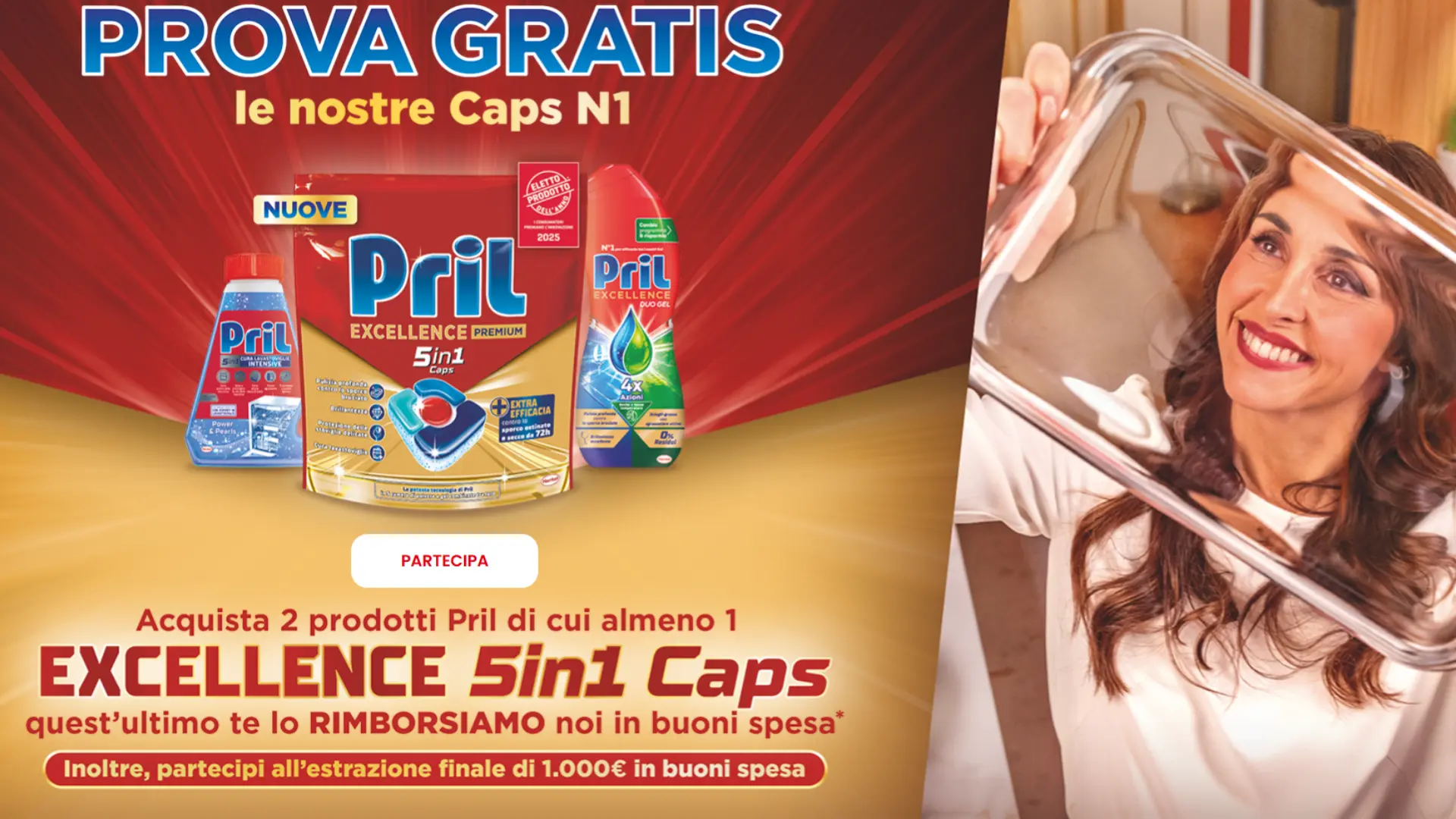 Cashback Prova GRATIS Pril Excellence Caps: ricevi buoni spesa 1 Promo Pril: acquista due prodotti e ricevi il rimborso in buoni spesa