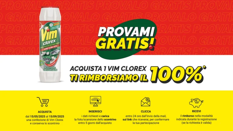 Flacone di Vim Clorex con promozione rimborso 100%