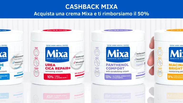 barattoli di creme mixa corpo in promozione con cashback del 50%