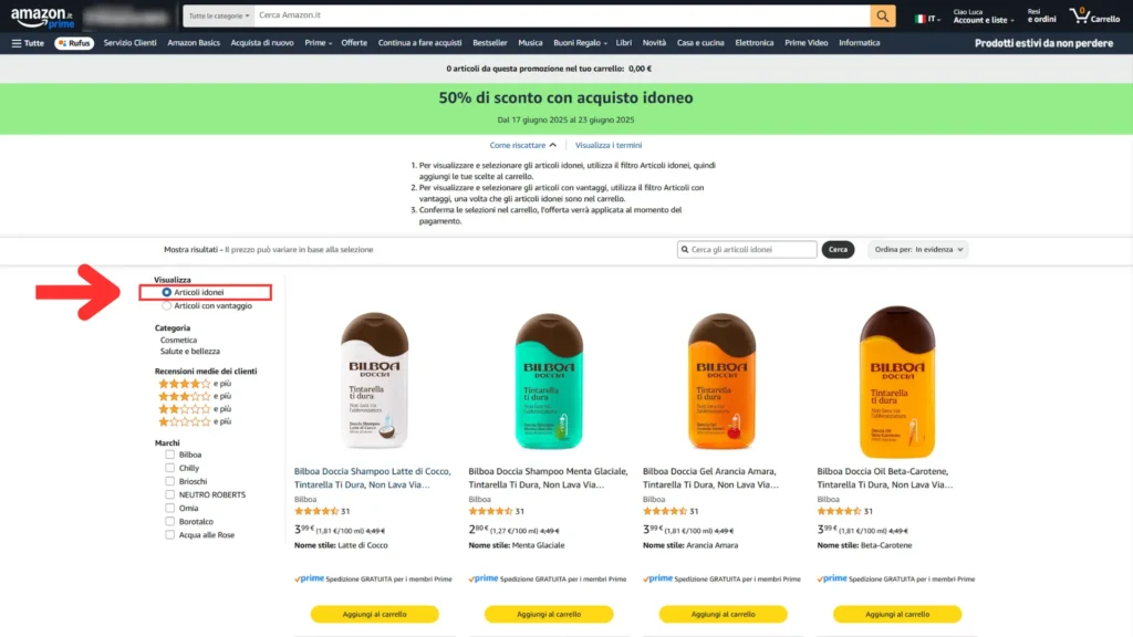acquisto idonea amazon promo 50 di sconto giugno 2025 step 1