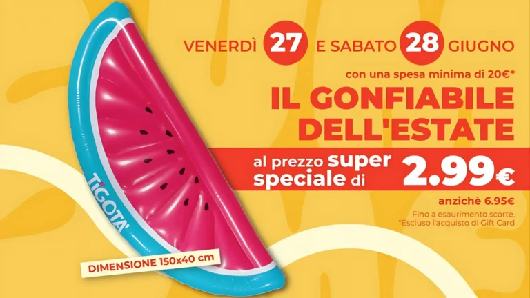 Gonfiabile a forma di anguria in offerta da Tigotà a fine giugno