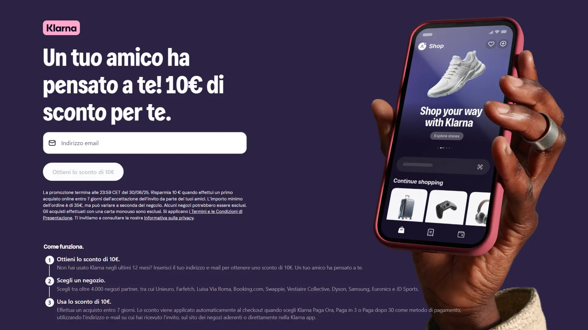 Prova Klarna e ottieni subito un buono sconto da 10 euro sul tuo primo acquisto 1 klarna-10-euro-buono-sconto-gratis-primo-acquisto-link-invito