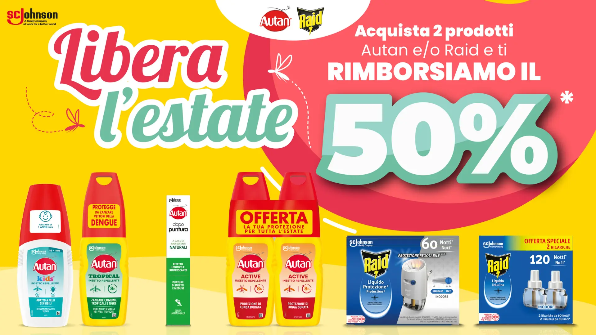 Banner promozione Raid e Autan con rimborso del 50% estate 2025