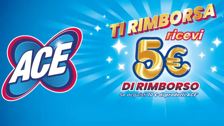 Cashback ACE Ti Rimborsa: ricevi 5€ con una spesa di 10€ su prodotti ACE
