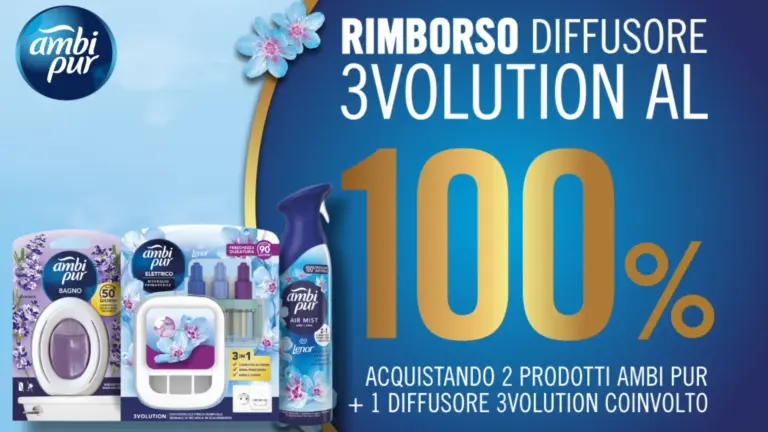 Immagine promozionale cashback Ambipur 3volution con rimborso del diffusore