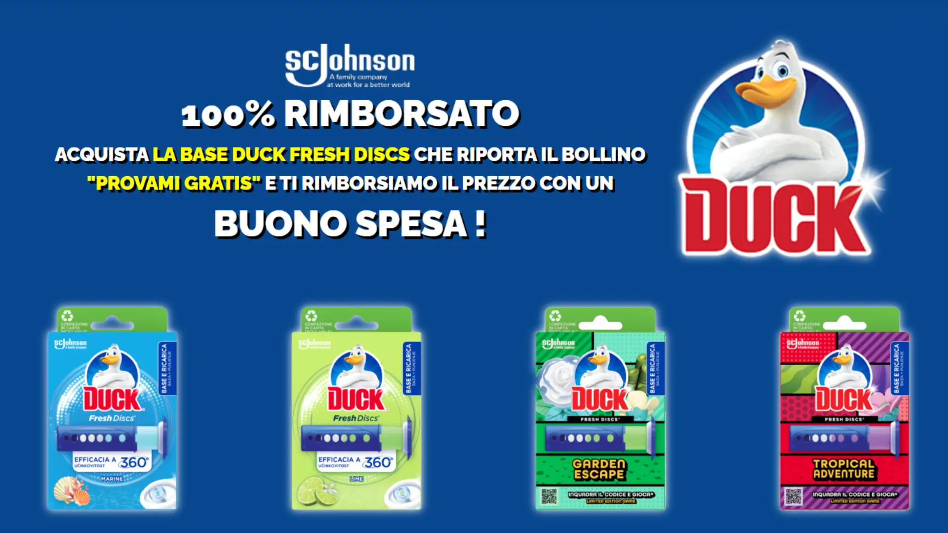 Cashback Duck: prova GRATIS Fresh Discs 1 Promozione Duck Fresh Discs con rimborso del 100% tramite buono spesa
