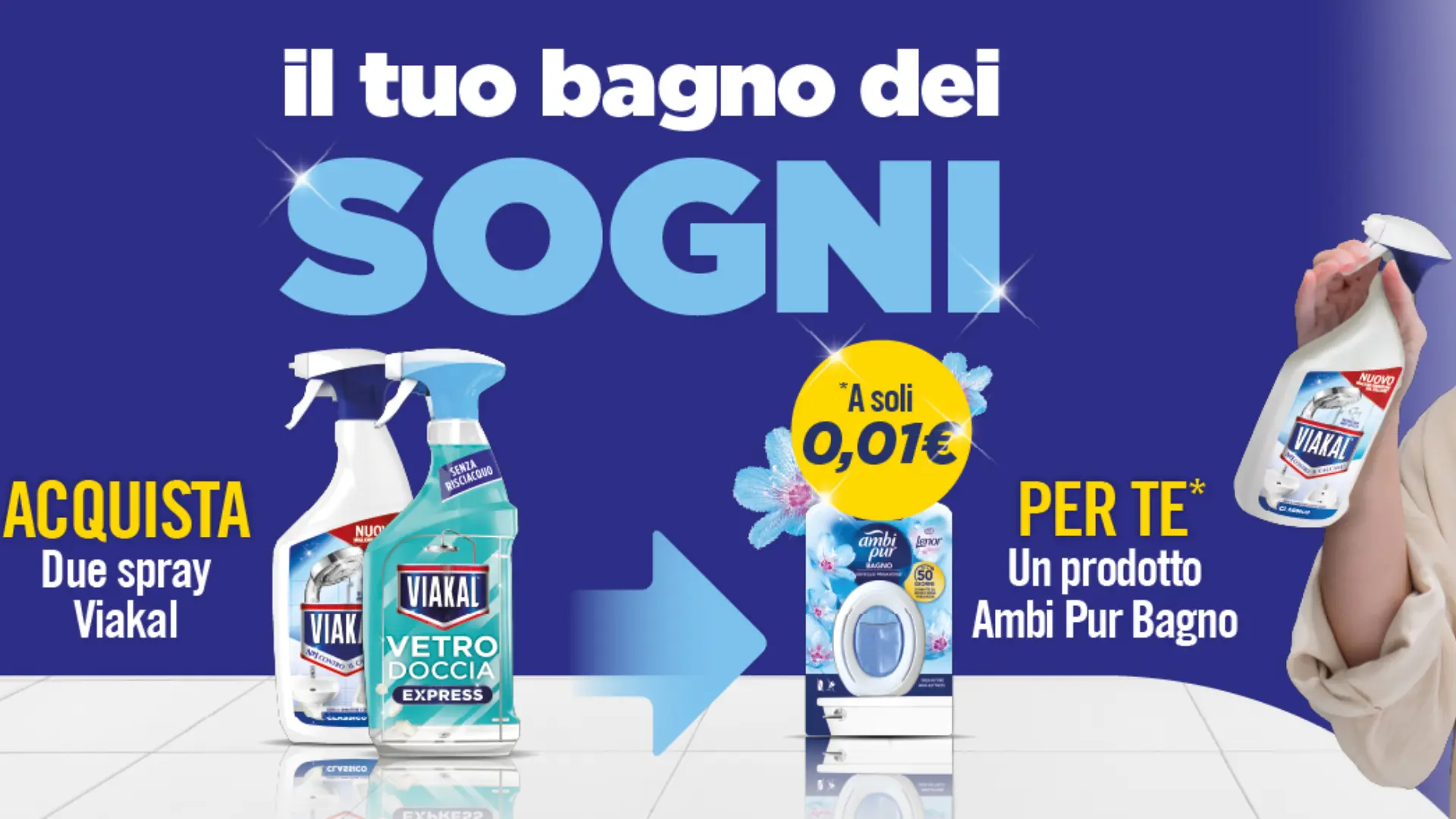 Cashback Viakal Rimborsa Ambipur: GRATIS un Ambipur Bagno 1 Promo Viakal con rimborso su Ambipur Bagno