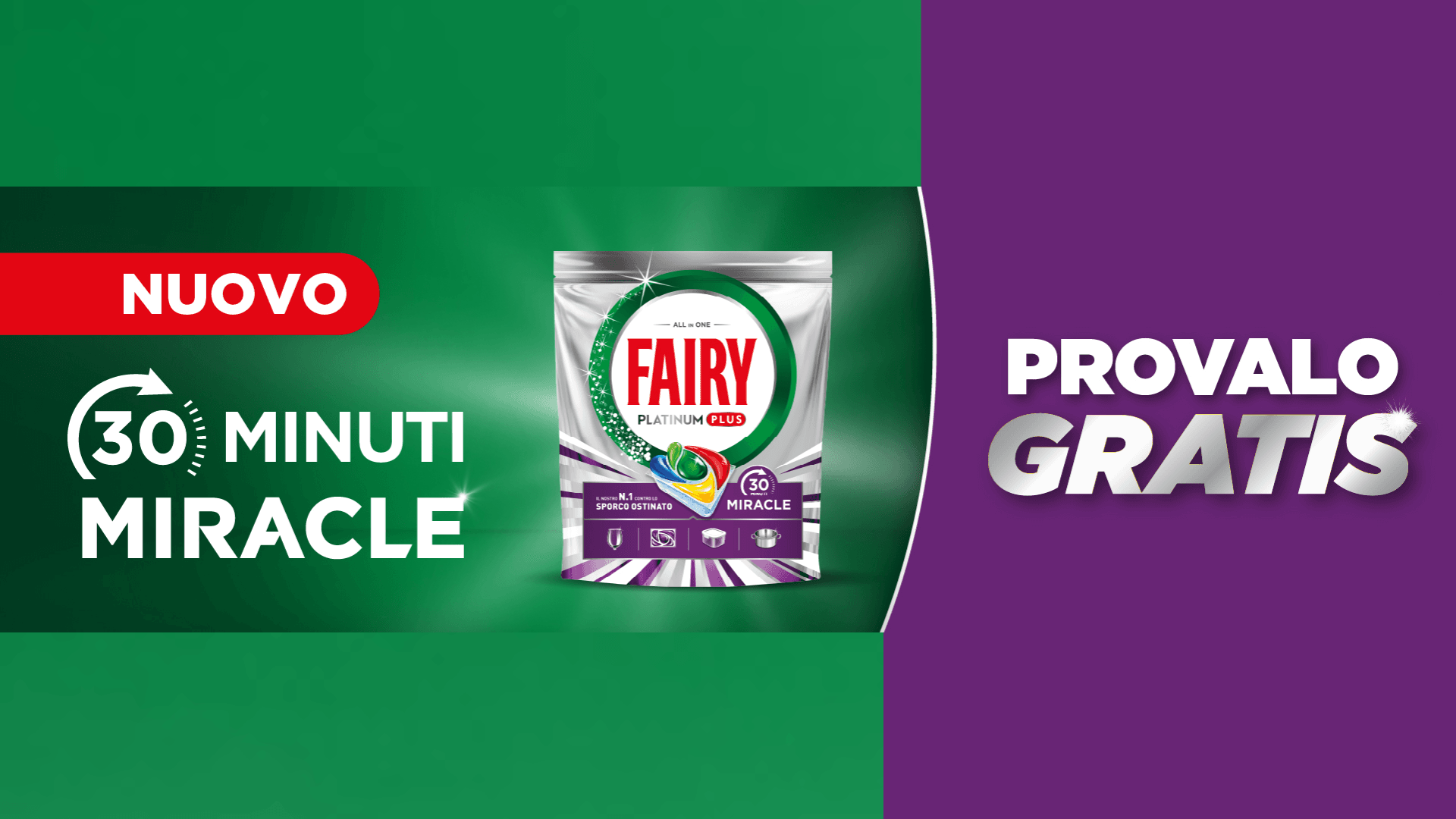 Cashback Fairy Miracle: rimborso 20€ sulle pastiglie Miracle 1 Immagine promozionale cashback Fairy Miracle 2025 con pastiglie e scritta “Provalo Gratis”