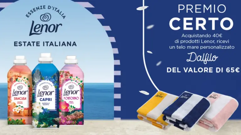 Bottiglie Lenor Essenze d’Italia con telo mare in omaggio dal valore di 65€