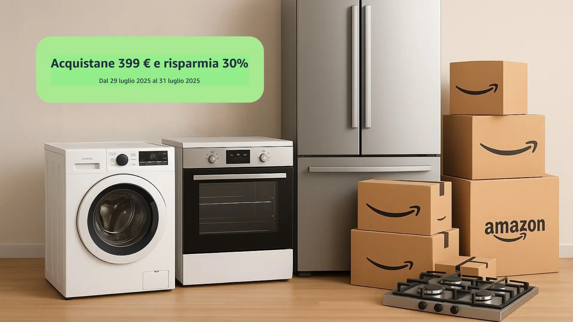 Promo Amazon: 30% di sconto al check-out sugli elettrodomestici con spesa minima di 399€ 1 promo-amazon-30-sconto-elettrodomestici-check-out-frigoriferi-lavatrici-piani-cottura