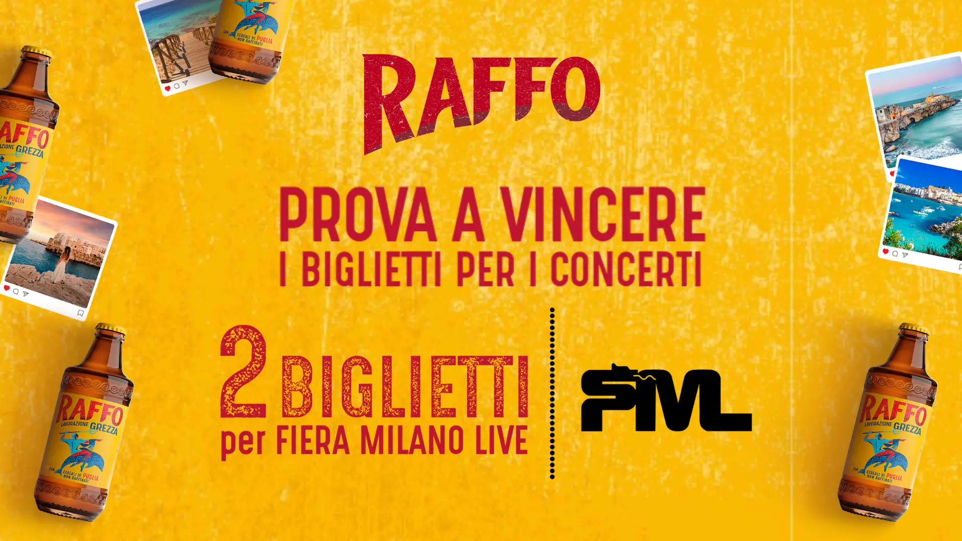 Concorso Raffo Vinci i Concerti: biglietti GRATIS in palio 1 Grafica ufficiale del concorso Raffo per vincere 2 biglietti per concerti alla Fiera Milano Live
