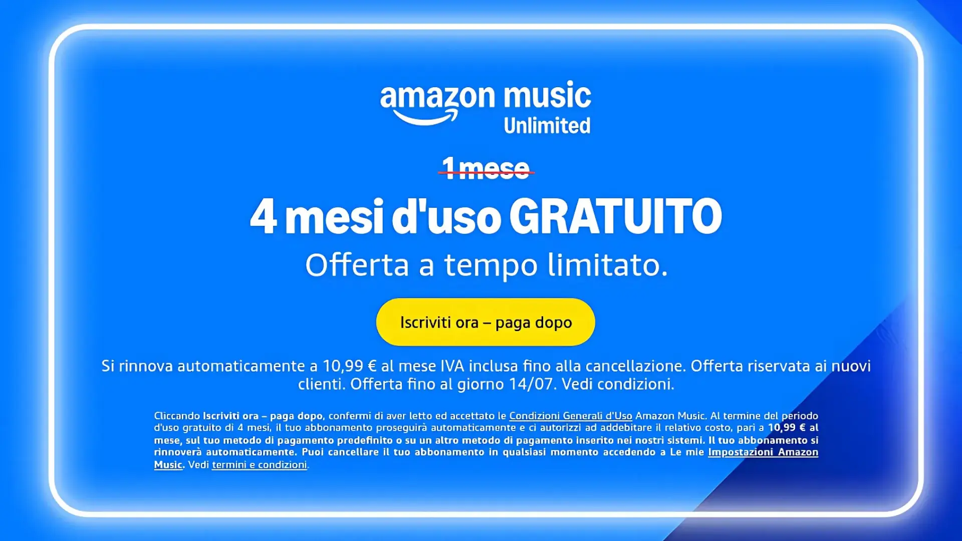 Amazon Music Unlimited GRATIS per 4 mesi per la Festa delle Offerte Prime 2025