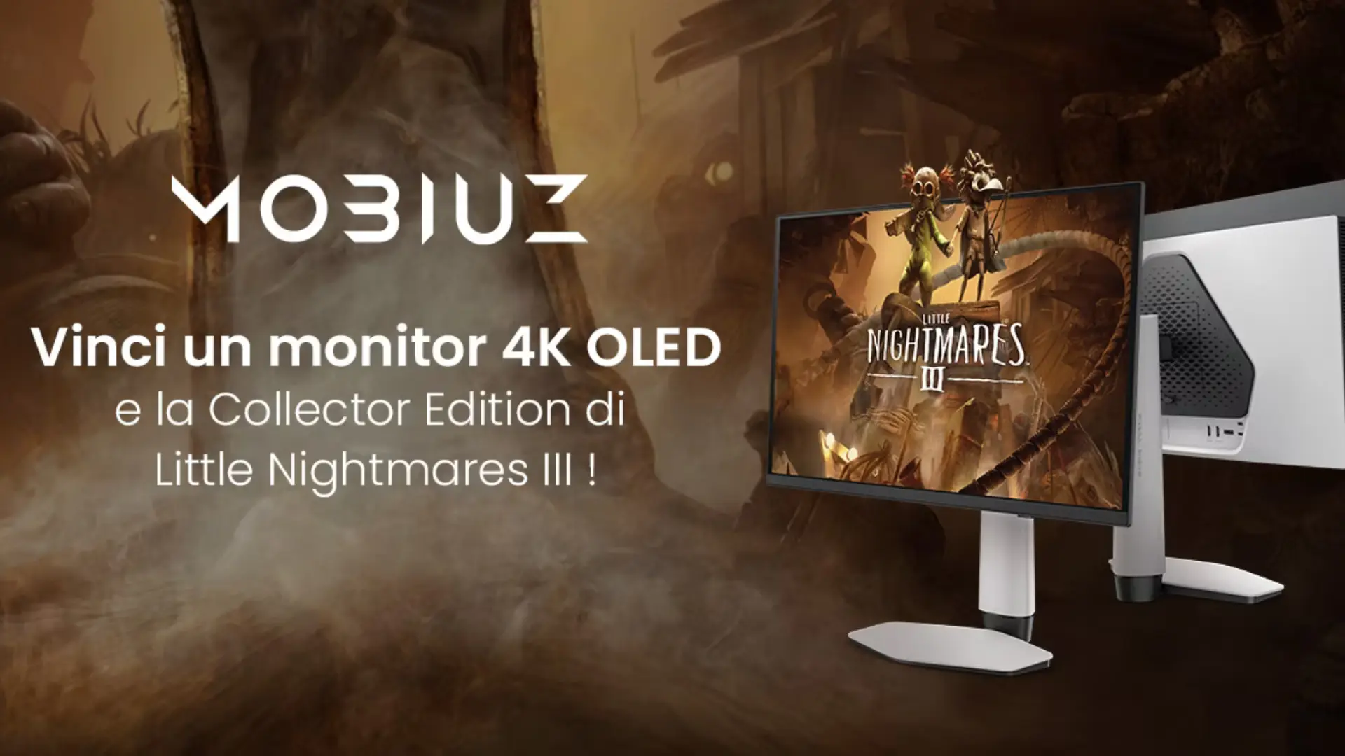 Vinci un monitor 4K OLED Mobiuz e Little Nightmares III Collector Edition con il concorso BenQ 2025