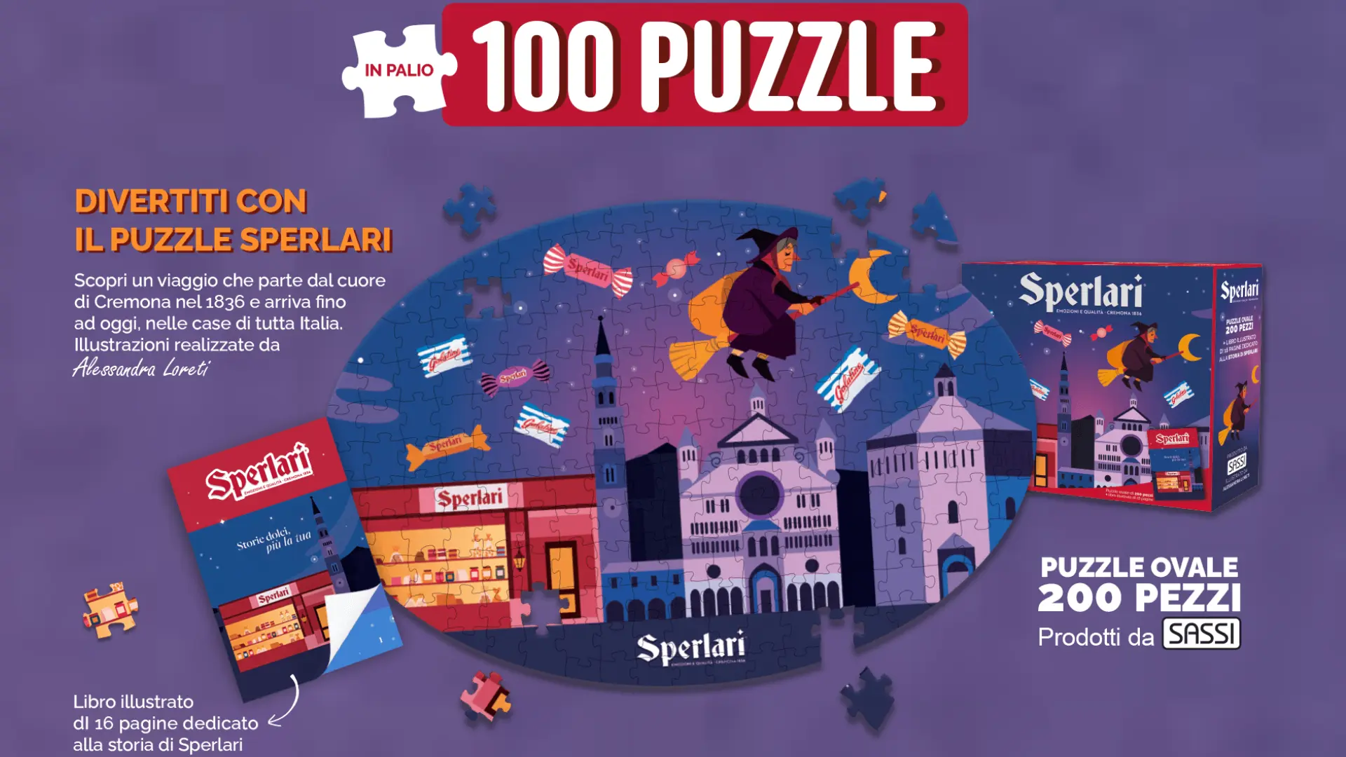 Puzzle Sperlari da 200 pezzi con illustrazione della Befana e confezione ufficiale