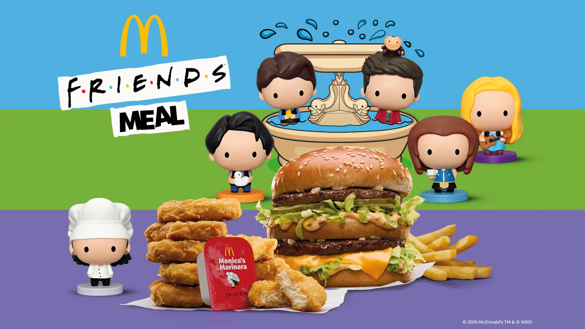 Friends Meal McDonald’s con mini figure di Ross, Rachel, Monica, Chandler, Joey e Phoebe