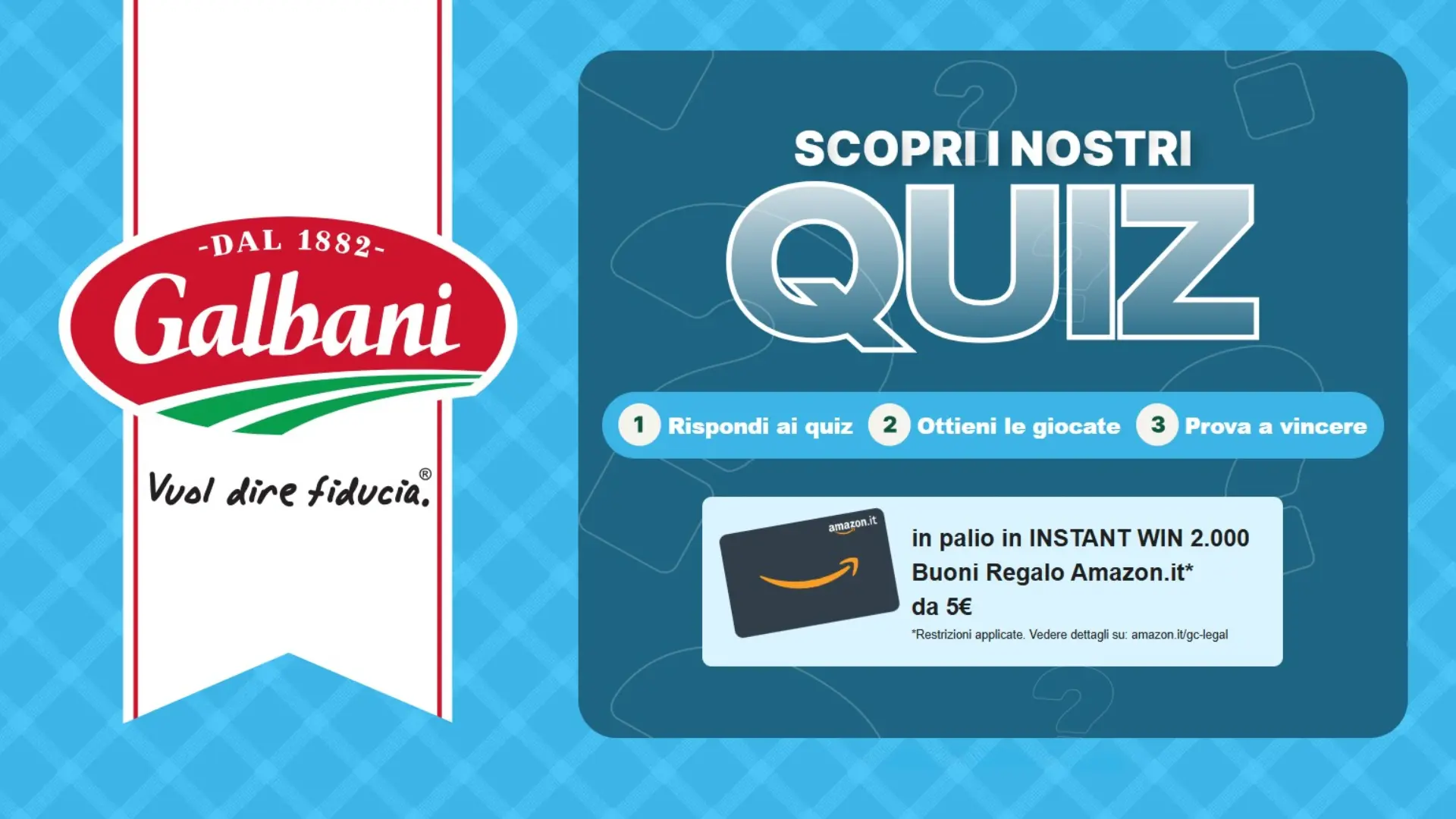 Galbani Quiz 2026 con buoni regalo Amazon da 5 euro in instant win