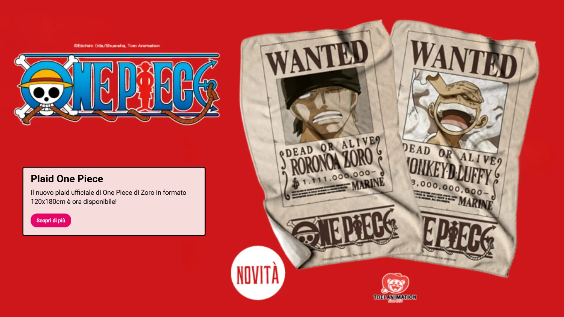 Arriva il nuovo Plaid One Piece Zoro 2026: solo 1.000 pezzi disponibili