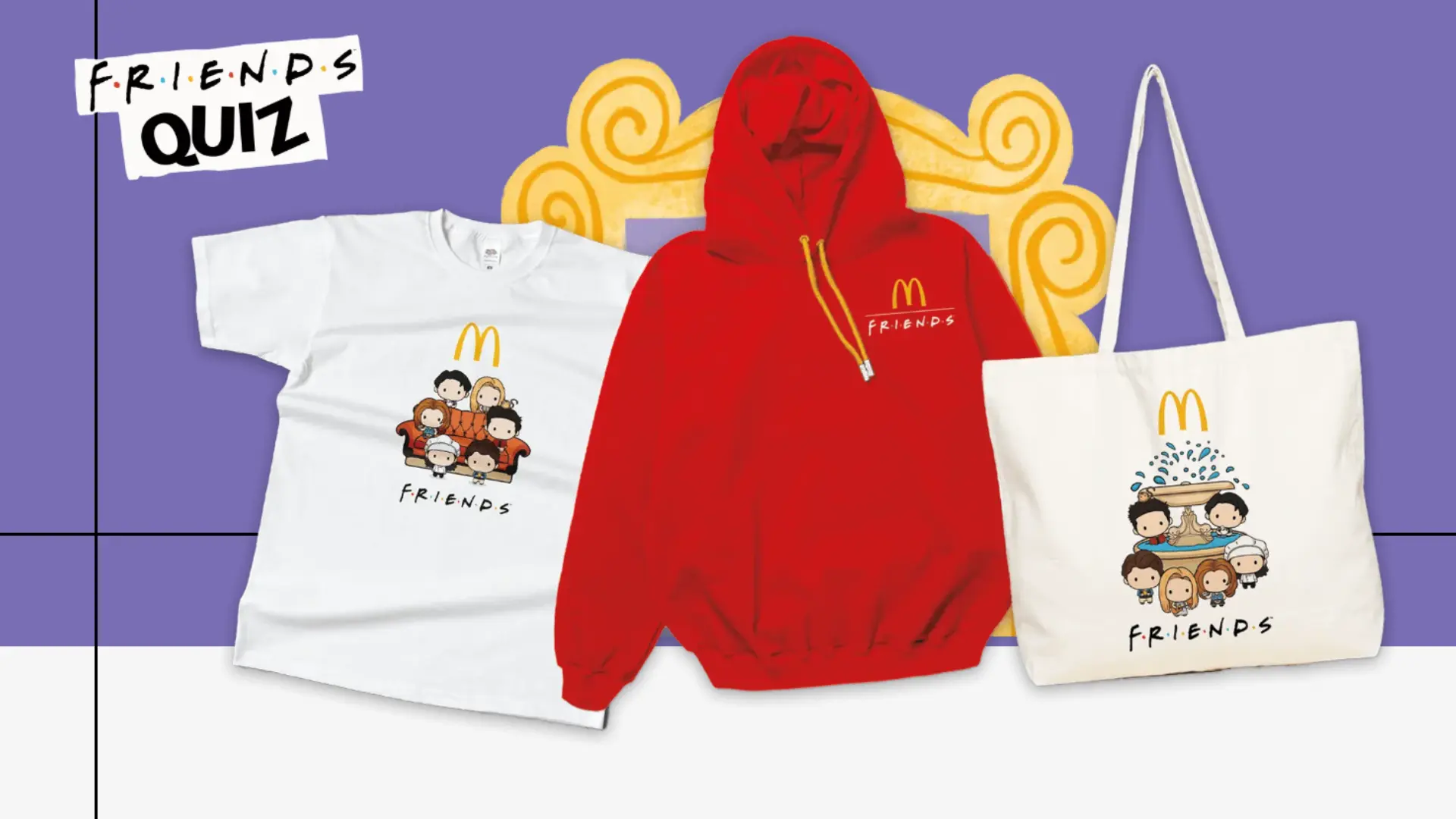 Premi concorso McDonald’s Friends Quiz con T-shirt, felpa e tote bag