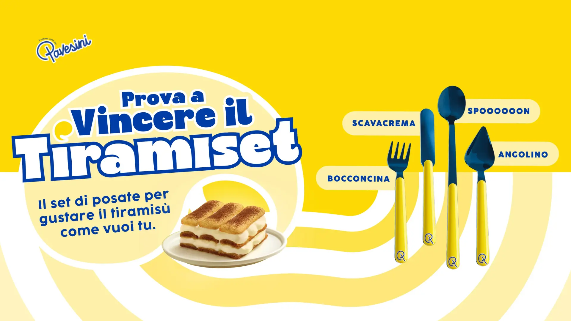 Tiramiset Pavesini in palio nel concorso 2026 con posate per tiramisù