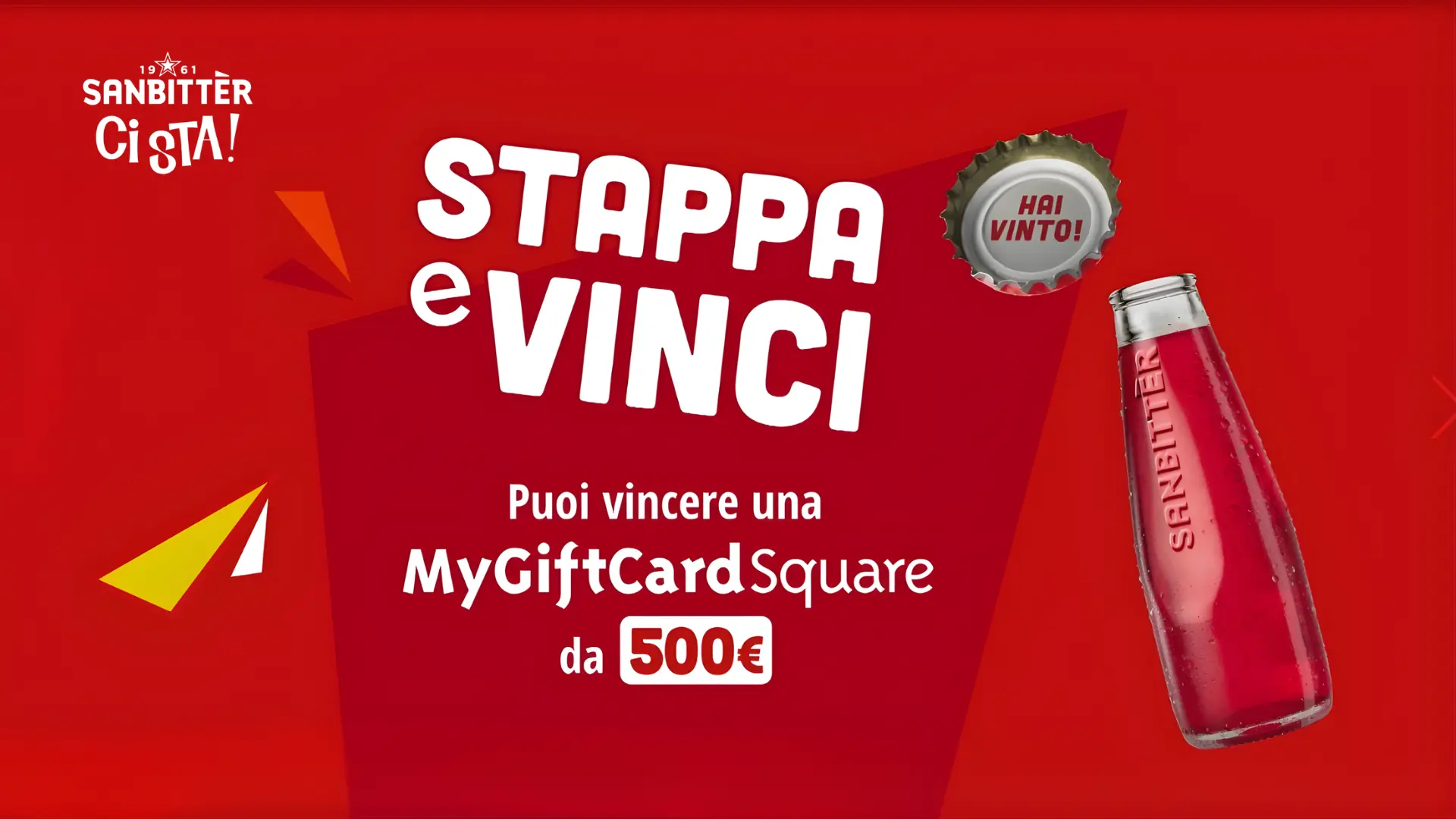 Concorso Sanbittèr Stappa e Vinci con MyGiftCard da 500 euro e tappo vincente