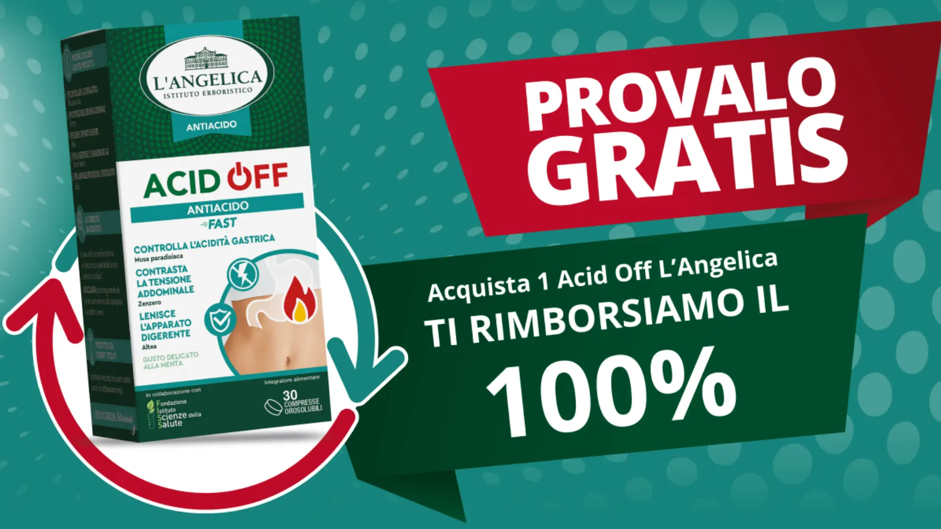 L Angelica Acid Off cashback 2026 rimborso completo prodotto antiacido