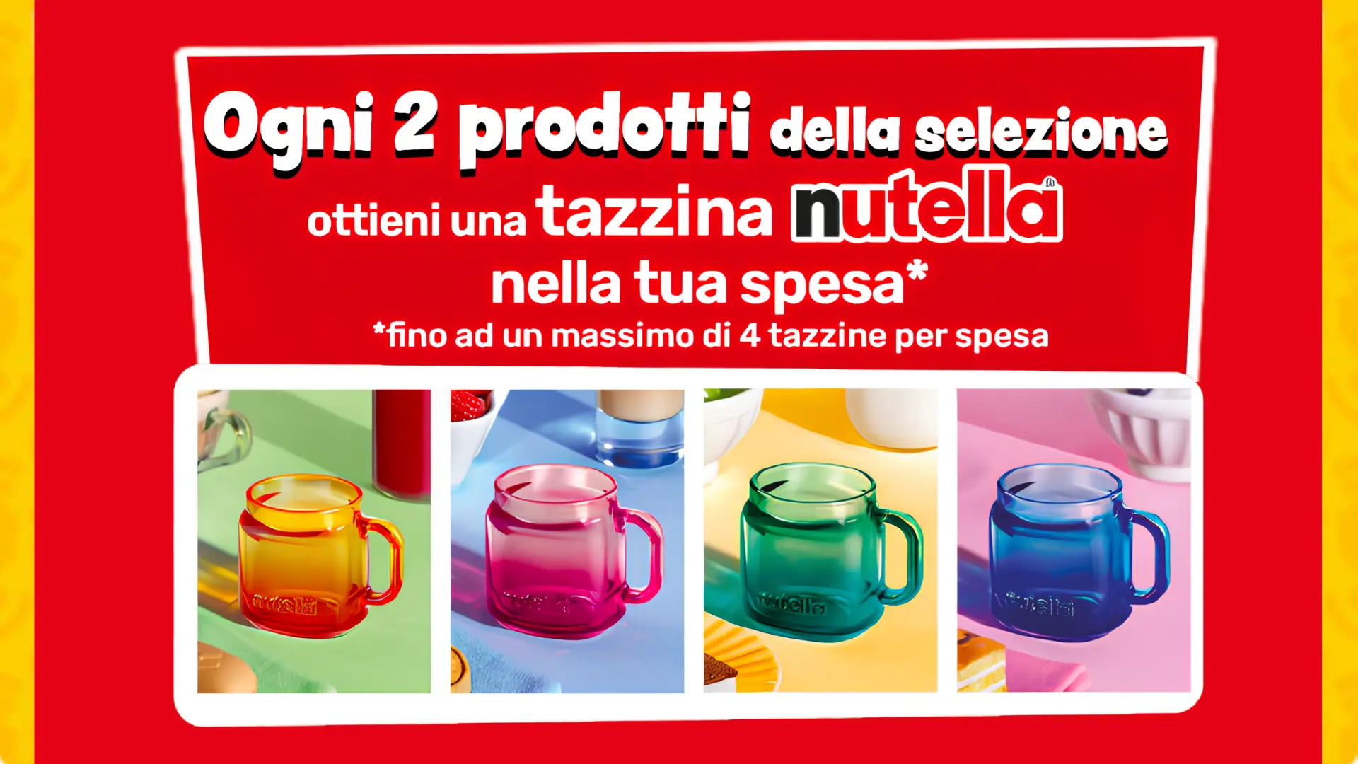 Nutella tazzine colorate omaggio Esselunga online ogni 2 prodotti