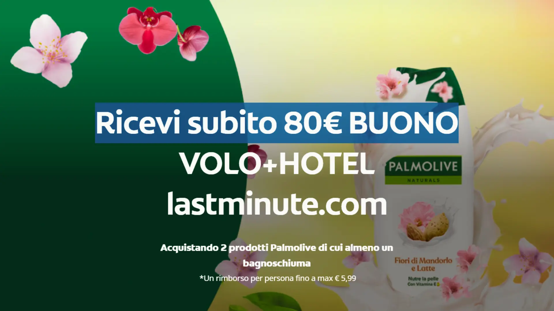 Ricevi 80 euro buono viaggio Palmolive volo hotel