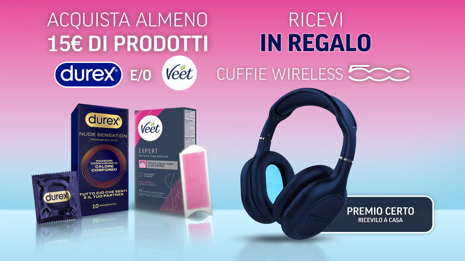 Cuffie wireless gratis con prodotti Durex e Veet