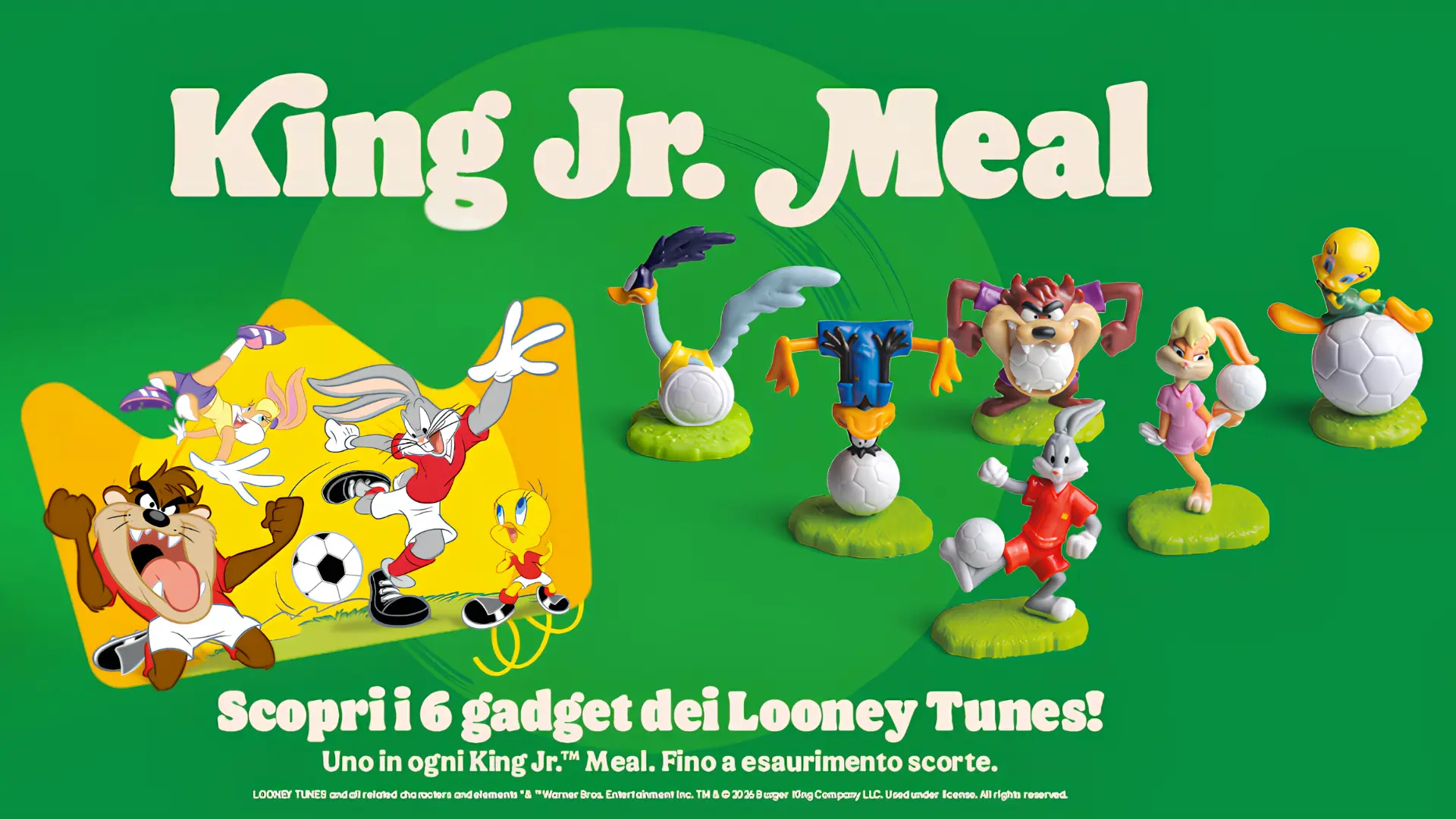 Burger King Looney Tunes: 6 giochi nel King Jr. Meal 1 Gadget Looney Tunes nei King Jr. Meal di Burger King