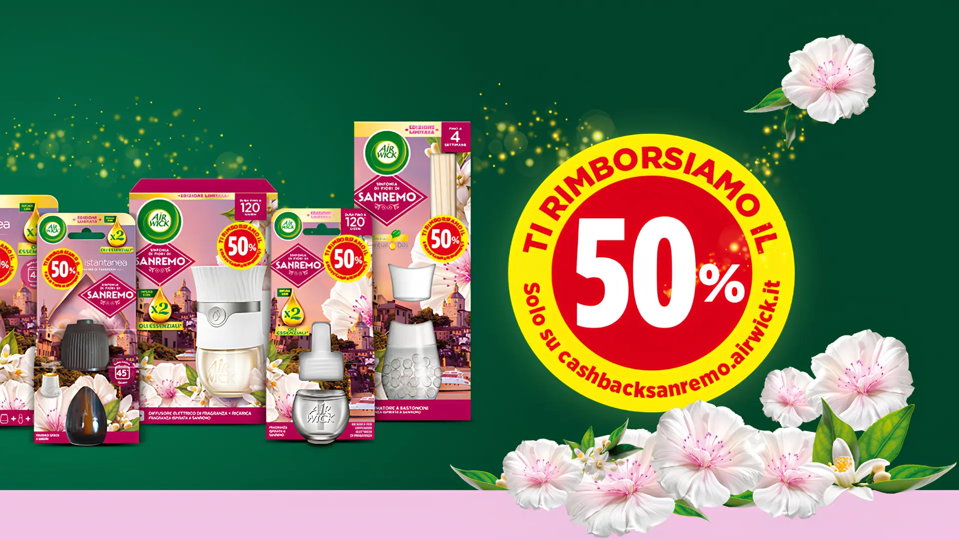 Cashback Air Wick Sanremo 2026: ottieni il 50% di rimborso 1 Promo Air Wick Sanremo con cashback del 50% sui prodotti aderenti